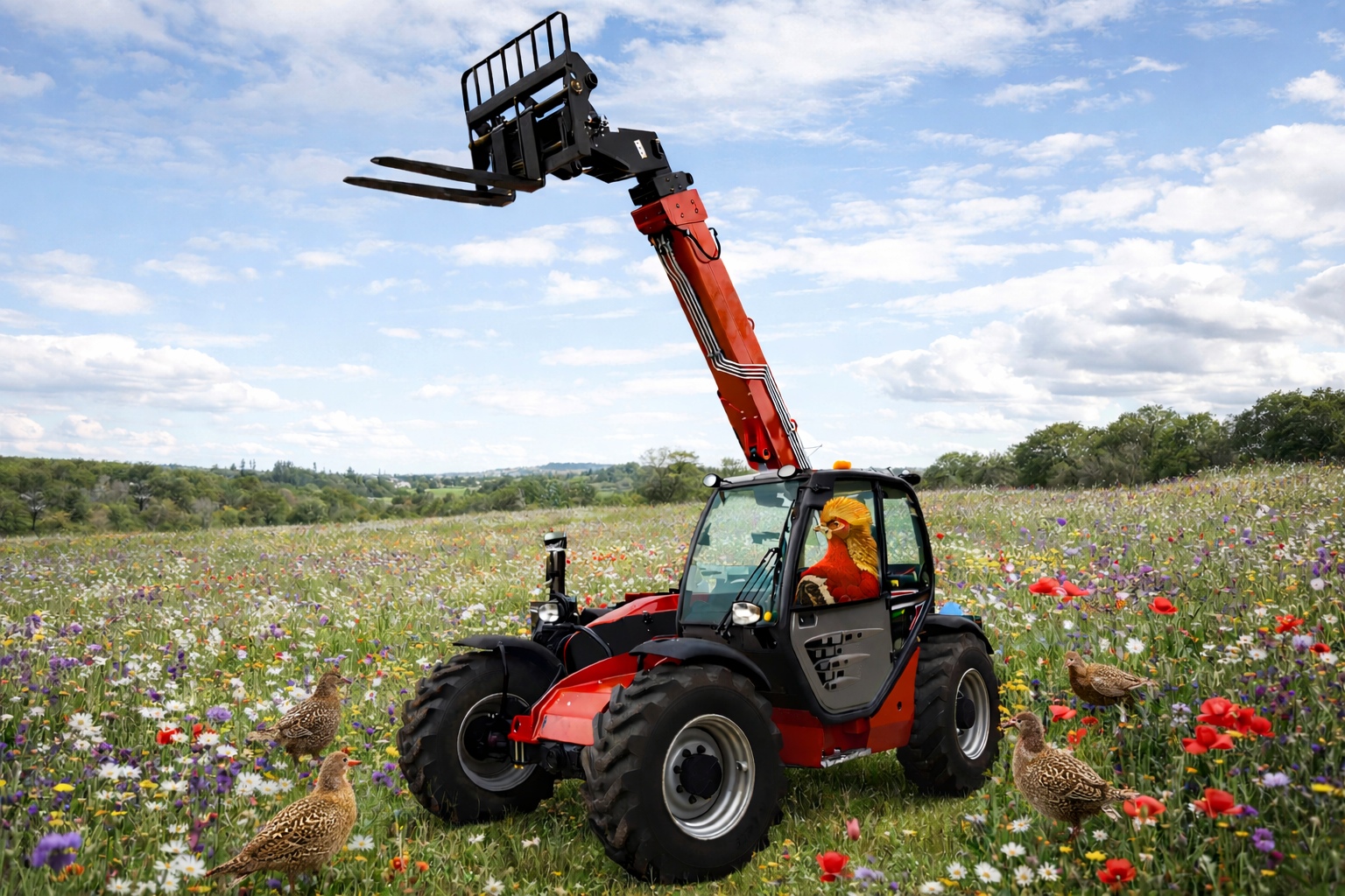 Bażant złocisty prowadzący ładowacz teleskopowy